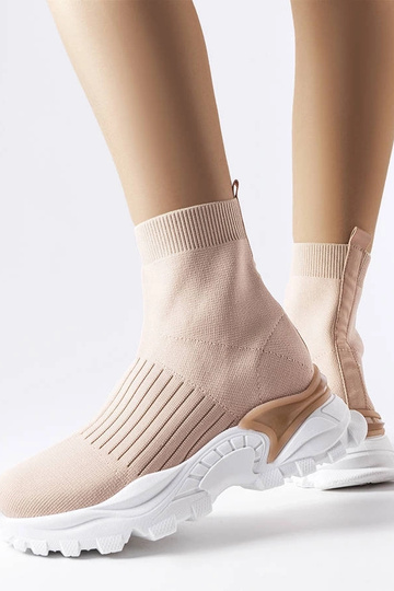 Beżowe sneakersy z elastyczną cholewką Antonio