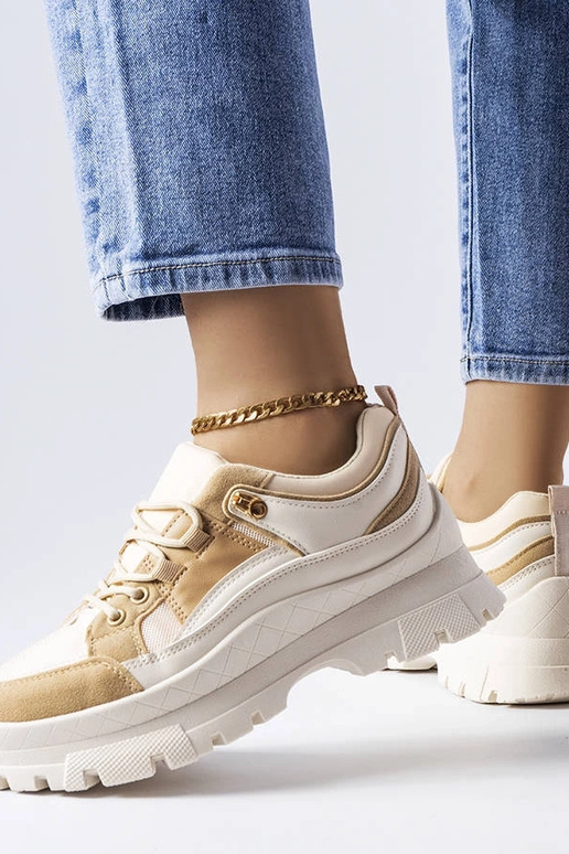 Brązowe sneakersy na podeszwie z...