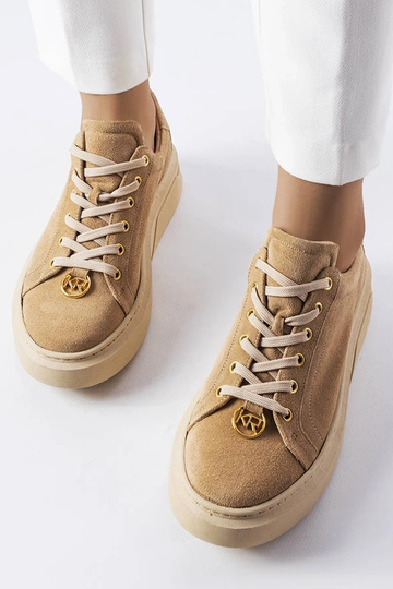 Beżowe zamszowe sneakersy... 2