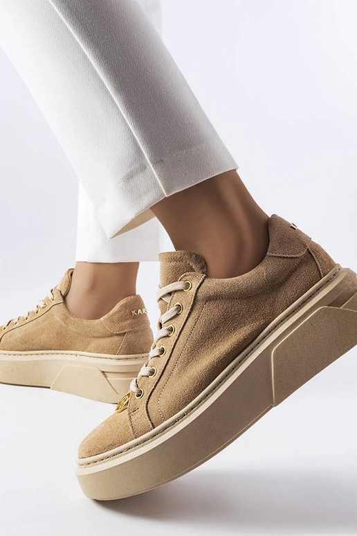 Beżowe zamszowe sneakersy Karino