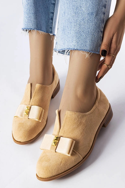 Beżowe półbuty z kokardką Poplar