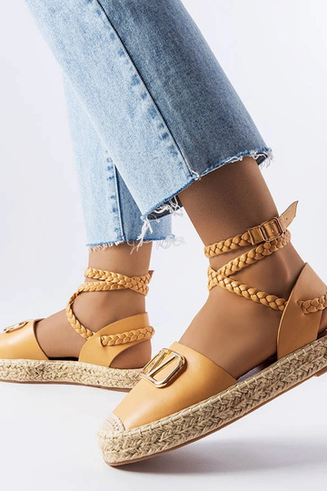 Brązowe wiązane espadryle Parent 2