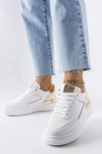 Białe sneakersy z beżowymi wstawkami Margarita 2