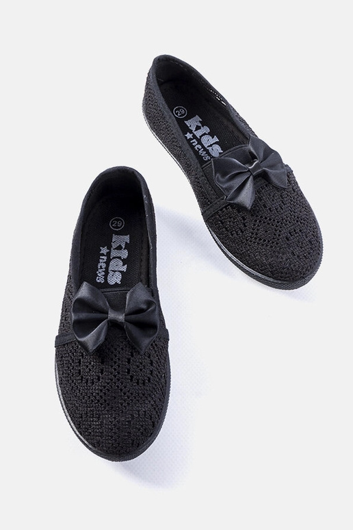 Czarne ażurowe balerinki dziecięce Bubby