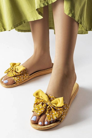 Żółte klapki z kokardką Tachel