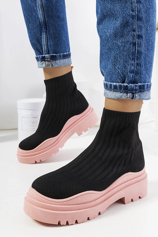 Czarno różowe wysokie sneakersy Marks