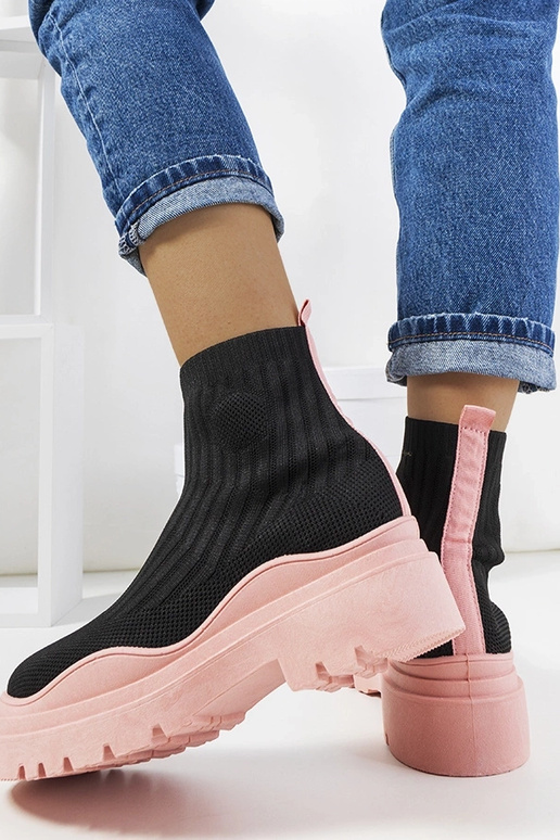 Czarno różowe wysokie sneakersy Marks