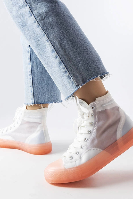 Biało-różowe trampki za kostkę Nanterre