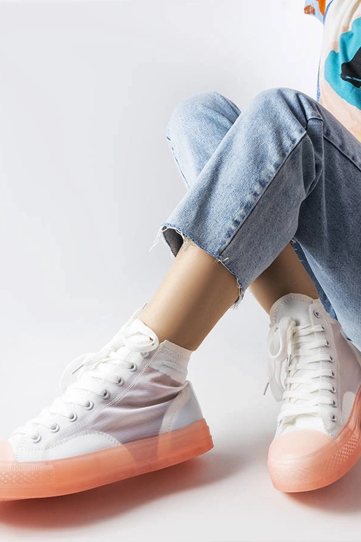 Biało-różowe trampki za kostkę Nanterre