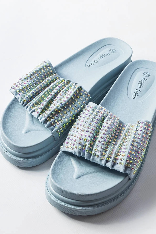 Niebieskie klapki damskie z...