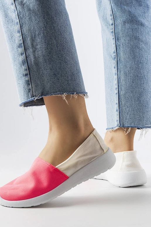 Biało-różowe wsuwane tenisówki Winding