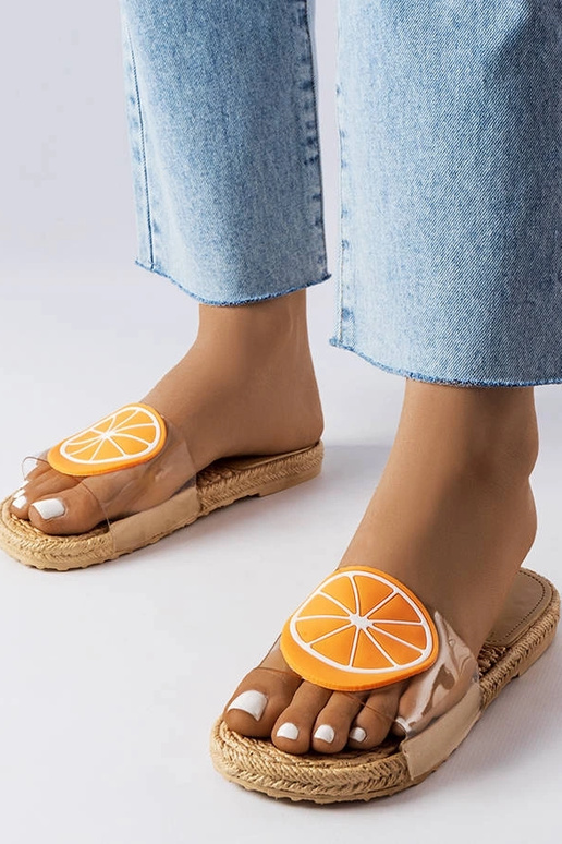 Transparentne klapki z pomarańczą Foddie