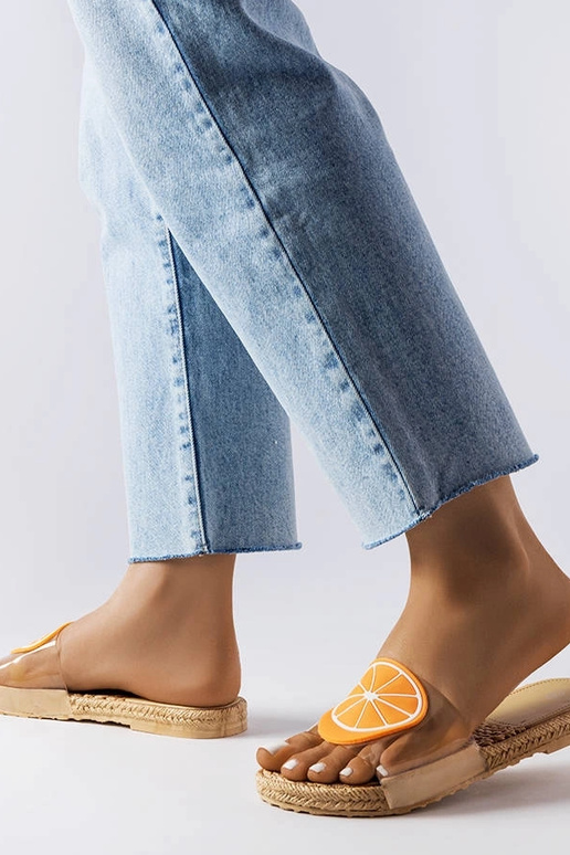 Transparentne klapki z pomarańczą Foddie