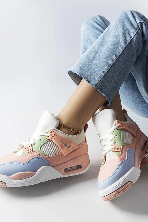 Różowe sneakersy z łączonych...