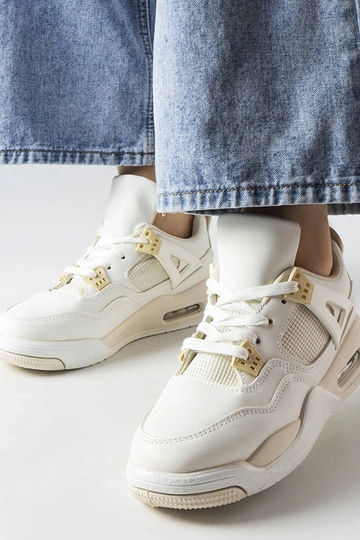 Beżowe sneakersy z łączonych materiałów Malas
