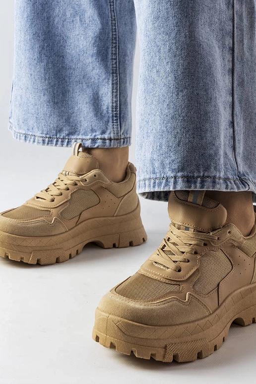 Ciemnobeżowe buty sportowe damskie...