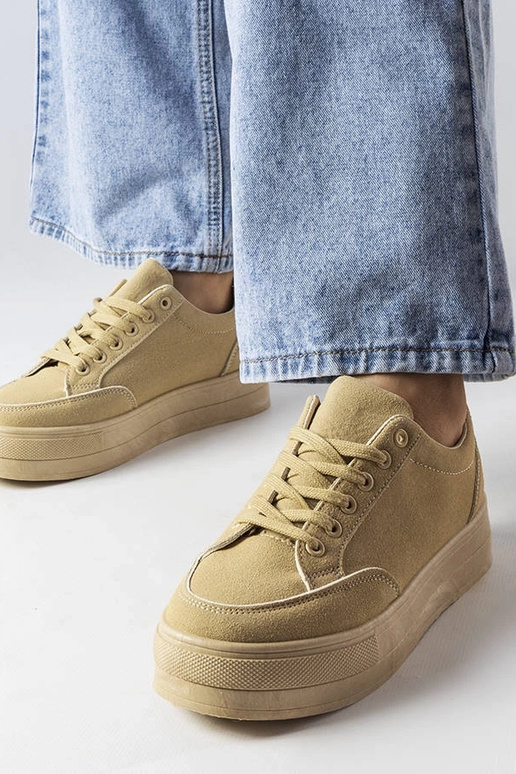 Beżowe sneakersy na platformie Amathymes