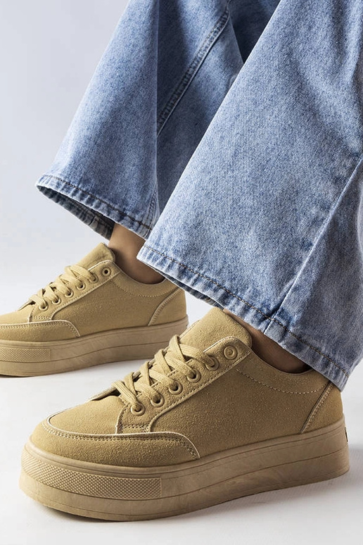 Beżowe sneakersy na platformie Amathymes