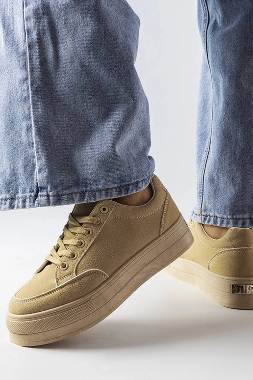 Beżowe sneakersy na platformie Amathymes