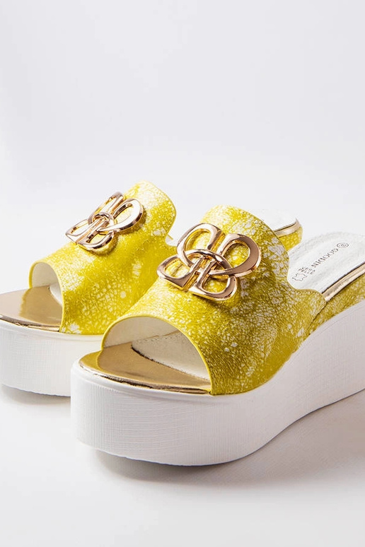 Żółty klapki na koturnie Havanna
