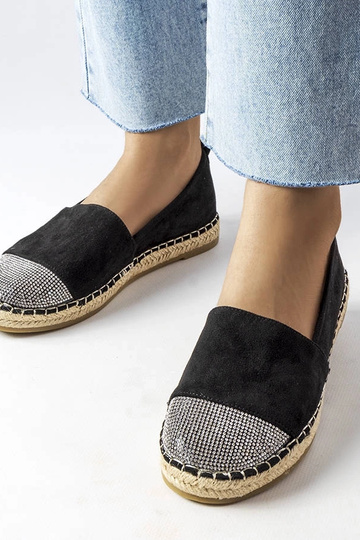 Espadryle damskie czarne płaskie wsuwane Magali