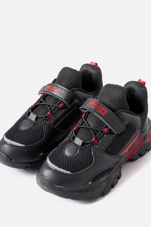 Czarno-czerwone sneakersy na rzepy...