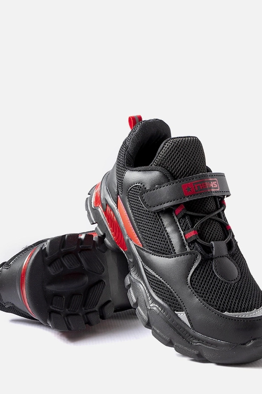 Czarno-czerwone sneakersy na rzepy...