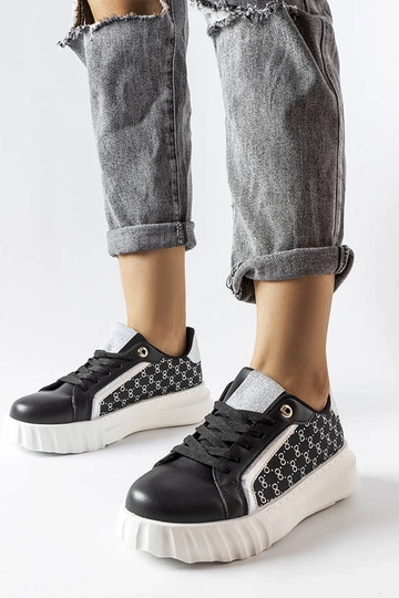 Czarne sneakersy na platformie Giuseppe