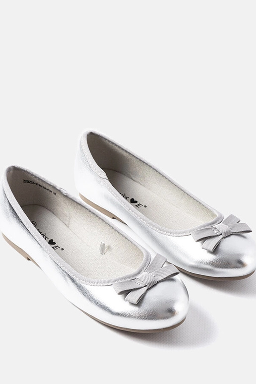 Srebrne lakierowane balerinki Fedro