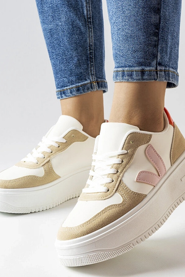 Białe sneakersy z różową wstawką Plouffe 2