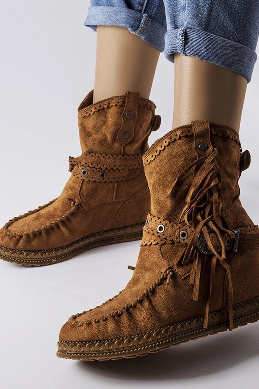 Brązowe botki na koturnie Teodata Brązowe botki na koturnie Teodata