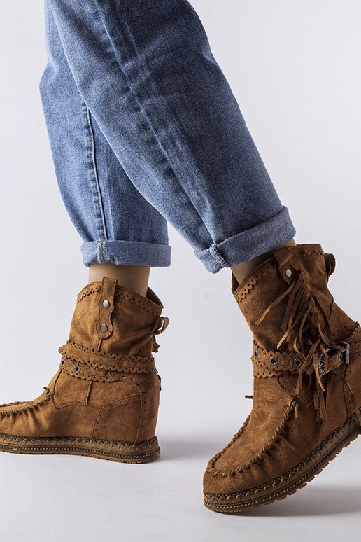 Brązowe botki na koturnie Teodata Brązowe botki na koturnie Teodata