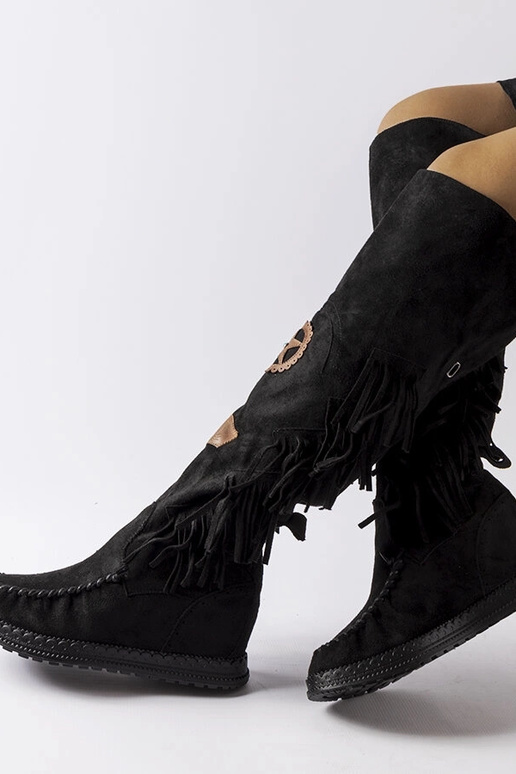 Czarne kozaki na koturnie Cascia Czarne kozaki na koturnie Cascia