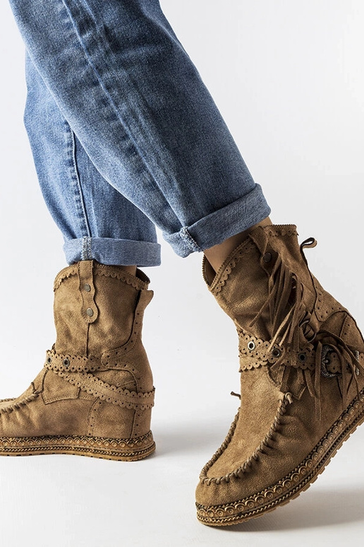 Ciemnobrązowe botki na koturnie Teodata Ciemnobrązowe botki na koturnie Teodata