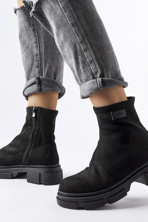 Black patent leather insulated boots...