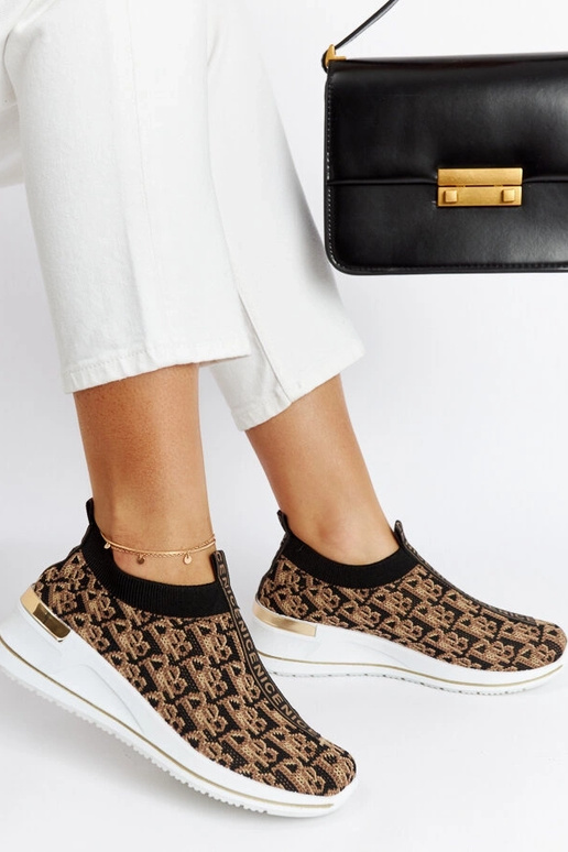 Czarno-brązowe buty Slip On Tartano