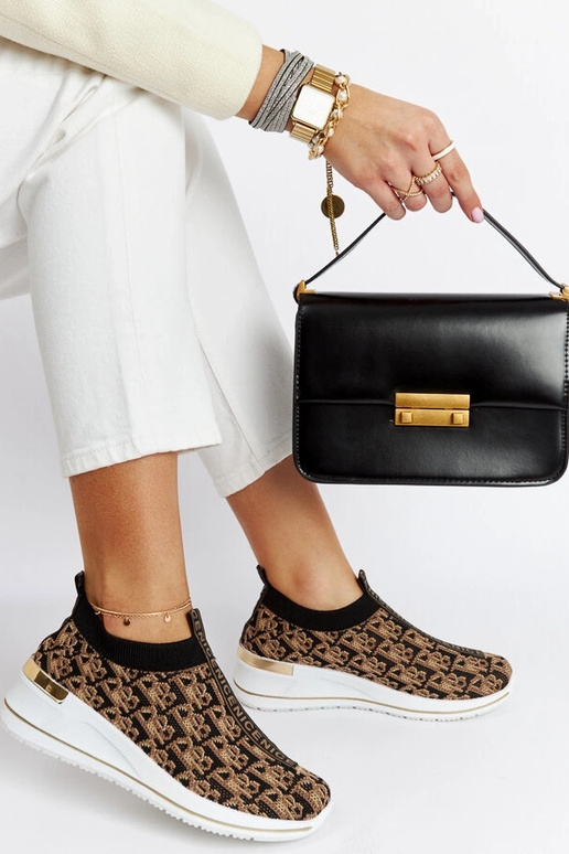 Czarno-brązowe buty Slip On Tartano