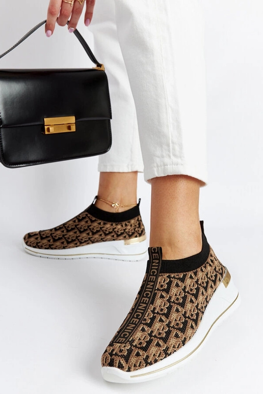 Czarno-brązowe buty Slip On Tartano