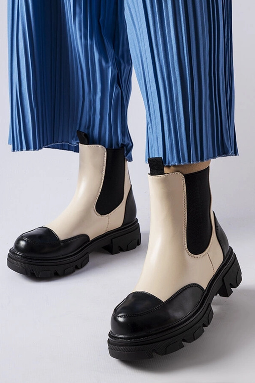 Czarno-beżowe wsuwane botki Albany