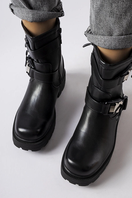 Black patent leather insulated boots...
