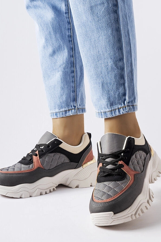 Szare sneakersy z kolorowymi...