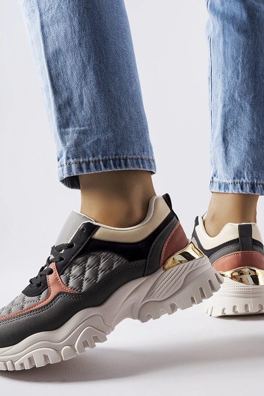 Szare sneakersy z kolorowymi...