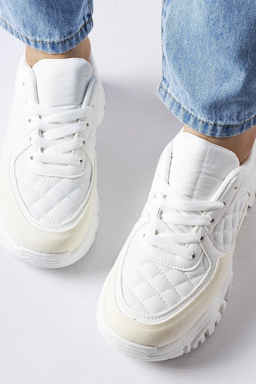 Białe sneakersy ze srebrną wstawką...