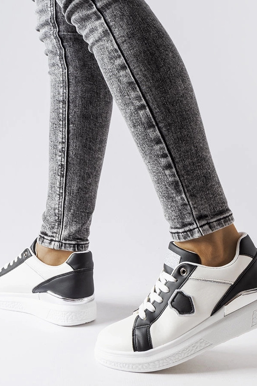 Biało-czarne sneakersy ze srebrnym...