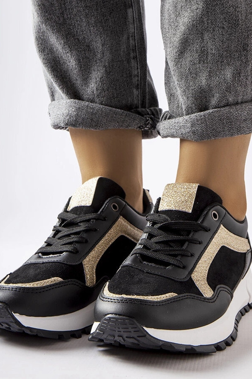 Czarne sneakersy z brokatowym...