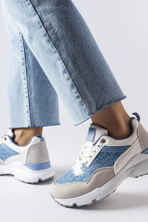 NIebiesko-białe buty ze srebrnym...