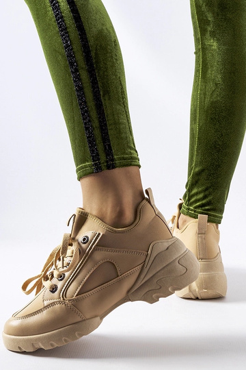 Ciemnobeżowe sneakersy z elastyczną cholewką Abal 2