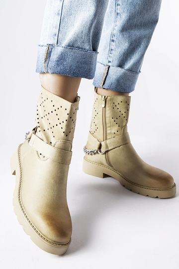 Zielone ażurowe botki z...