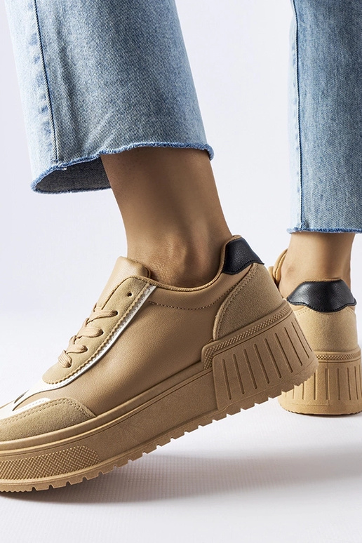 Beżowe sneakersy na grubej platformie...