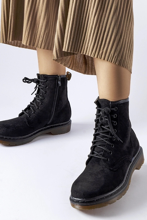 Czarne workery eko-zamsz Alfreda